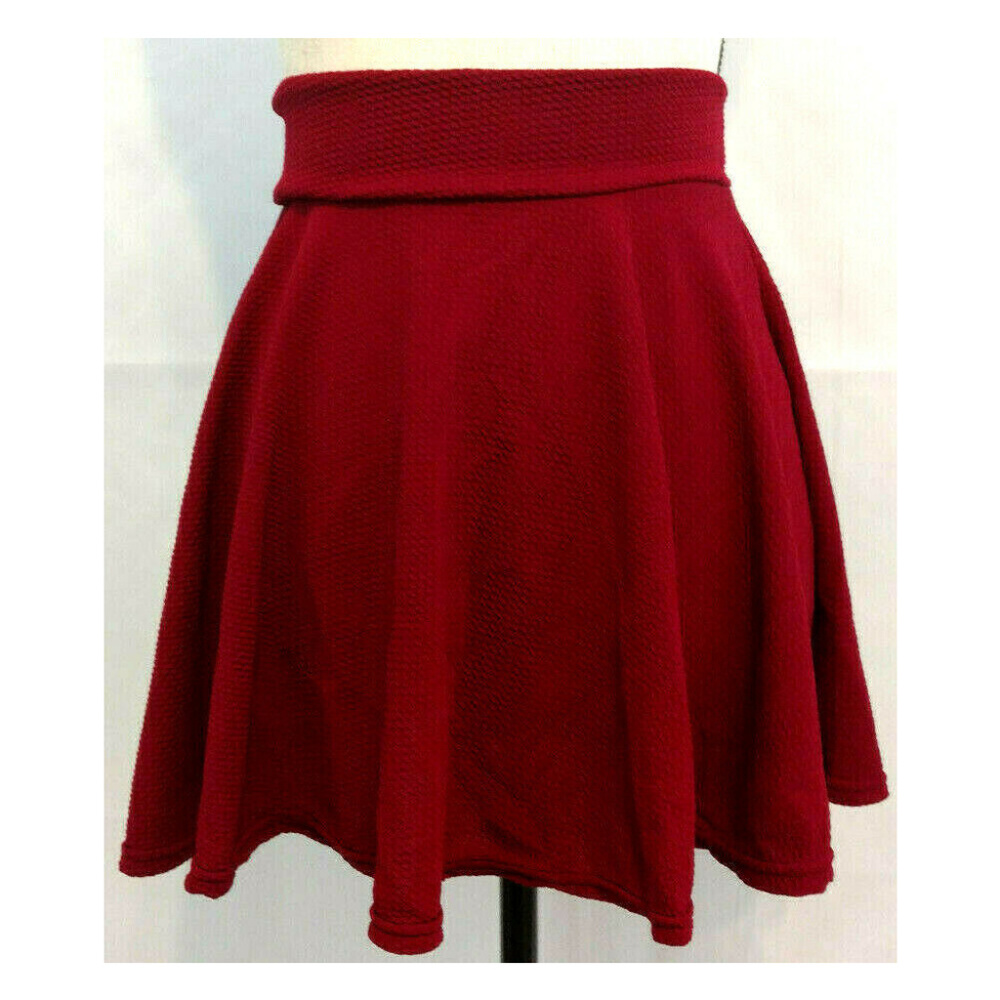 Skirt M 7-8 Mini Skater Circle Flare Burgundy Red